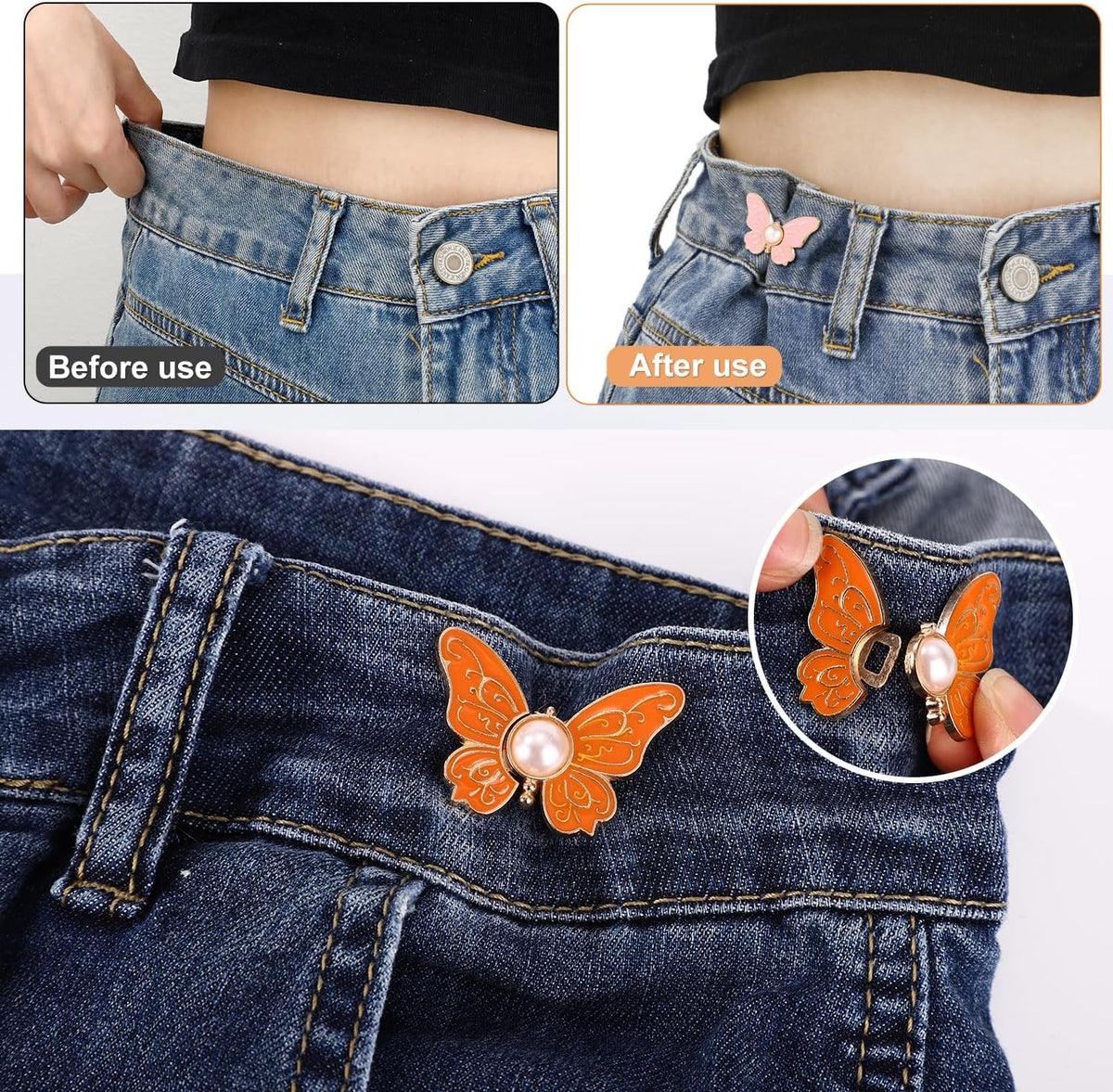 Last Day 50% OFF🔥SVOZK® 8PCS Butterfly Waist Tighteners 🦋 Perfect Fit in Seconds — No Sewing Needed