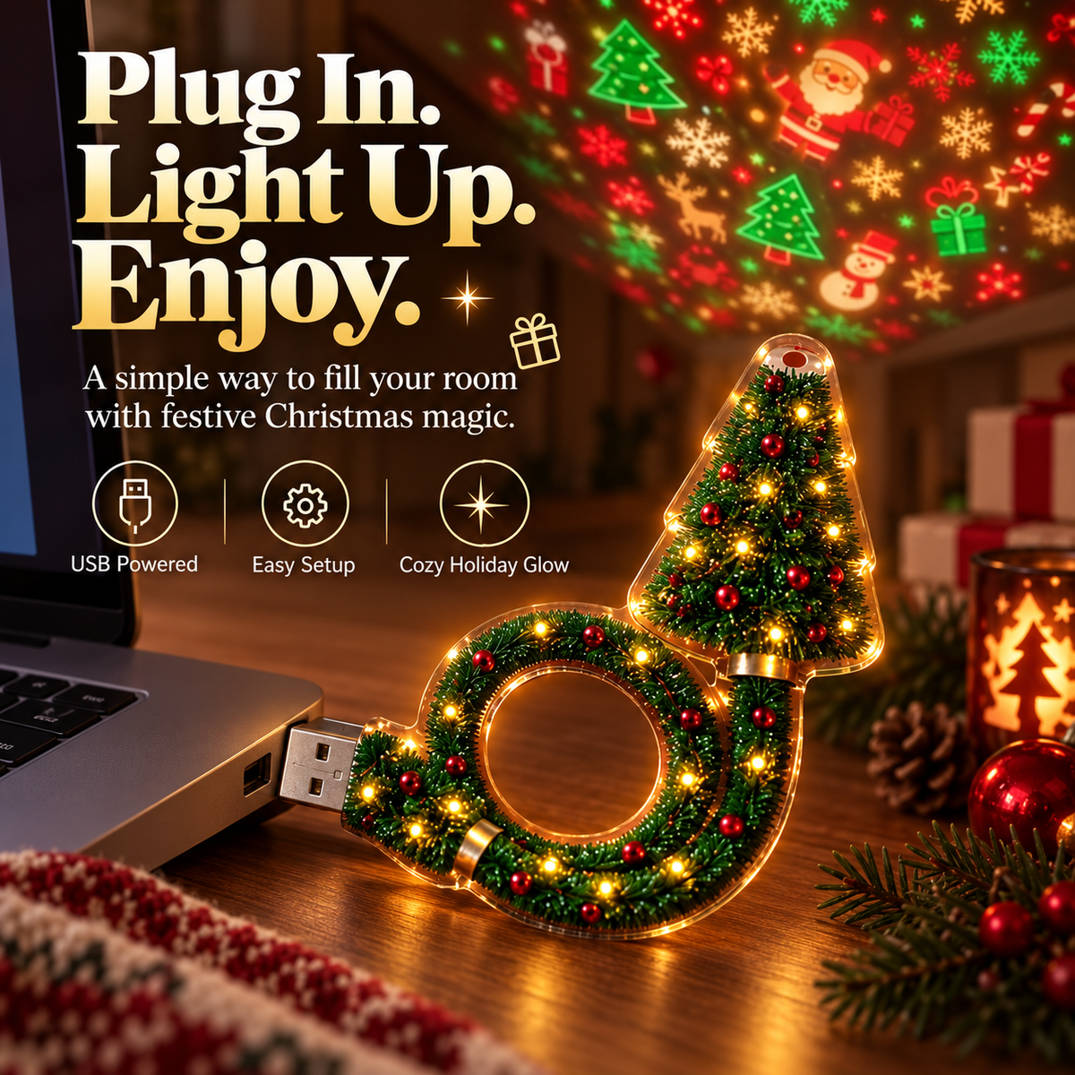 💥Last day 50% off 丨REBYIPO® Turn Any Room Into Christmas Magic | USB Projection Light with 6+ Festive Designs🎄
